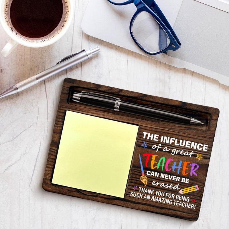 YGBF Thank You Teacher Gifts for Women Men Sticky Note Holder Teachers Appreciation Gifts The Influence of a Great Teacher Can Never Be Erased Self-Stick Note Pad Holders Home Office Decor - Image 4